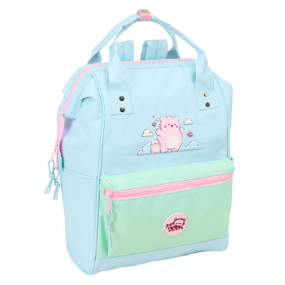 Mochila SAFTA Pembe The Pink Cat en tonos azul claro y menta