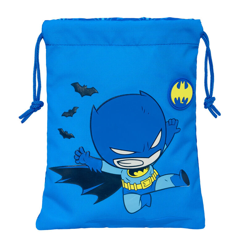 Saco de merienda azul de Batman DC Comics con cierre de cordón
