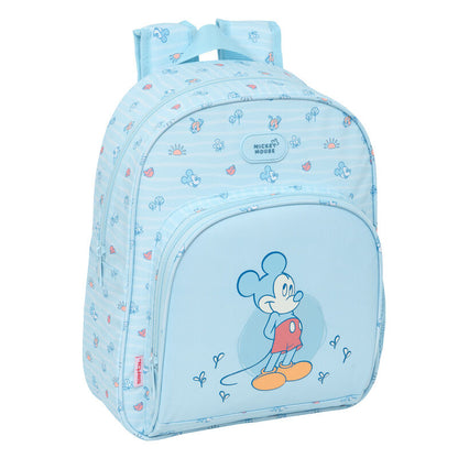 Mochila azul Baby Mickey Disney de 34 cm con bolsillo frontal