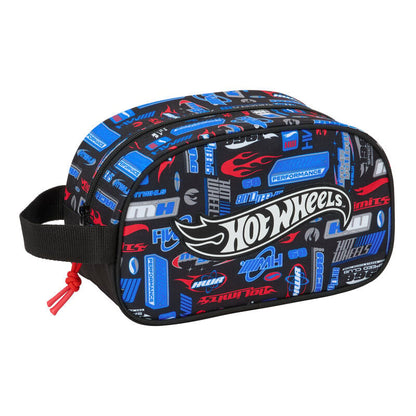 Neceser Hot Wheels SAFTA negro con estampado de coches y asa lateral
