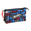 Portatodo triple Hot Wheels SAFTA negro con detalles azules y rojos