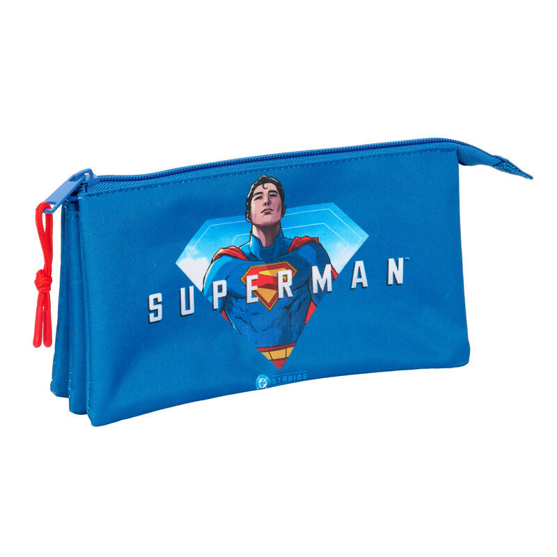 Portatodo triple azul de Superman DC Comics con tres compartimentos