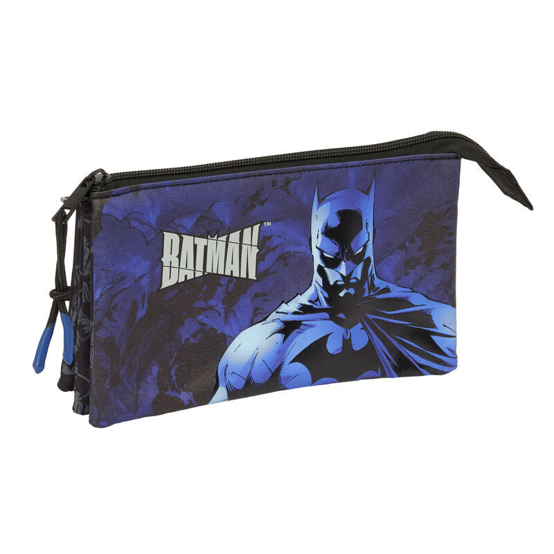 Portatodo triple Batman DC Comics azul y negro con tres compartimentos
