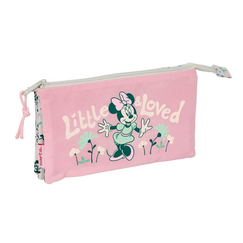 Portatodo triple rosa Minnie Disney con tres compartimentos