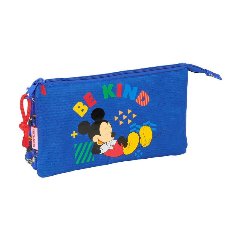 Portatodo triple azul de Mickey Disney con tres compartimentos