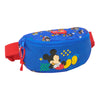 Riñonera azul Mickey Disney con cremallera y cinta roja ajustable