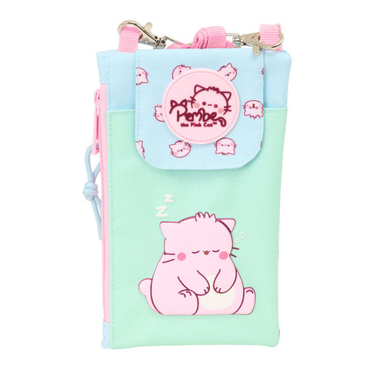 Monedero móvil SAFTA Pembe The Pink Cat en verde menta y rosa