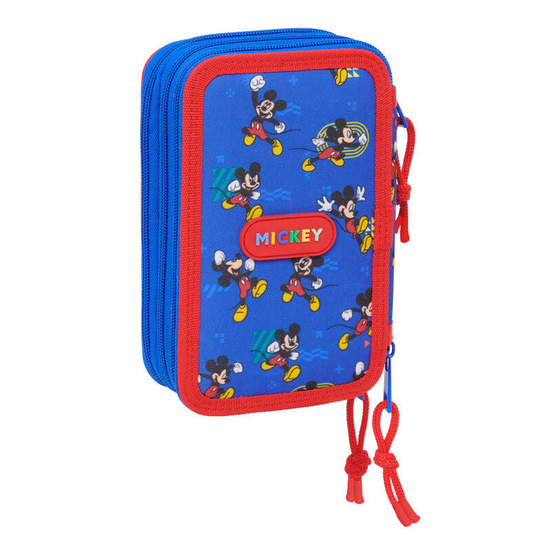 Plumier triple azul y rojo de Mickey Disney con 37 piezas - 2