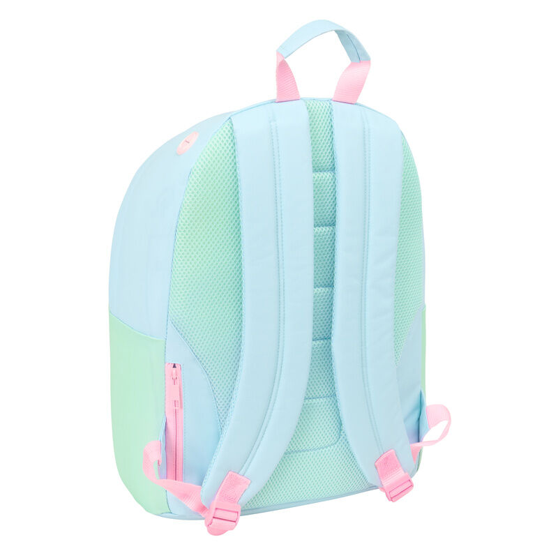 Mochila SAFTA Pembe The Pink Cat azul y verde con gatos rosas - 2