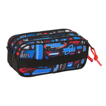 Portatodo triple Hot Wheels SAFTA negro con compartimentos y cremalleras - 2
