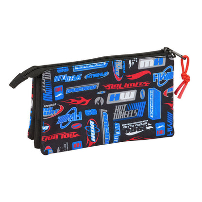 Portatodo triple Hot Wheels SAFTA negro con detalles azules y rojos - 2