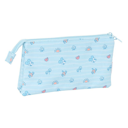 Portatodo triple azul claro Disney Baby Mickey con tres cremalleras - 2