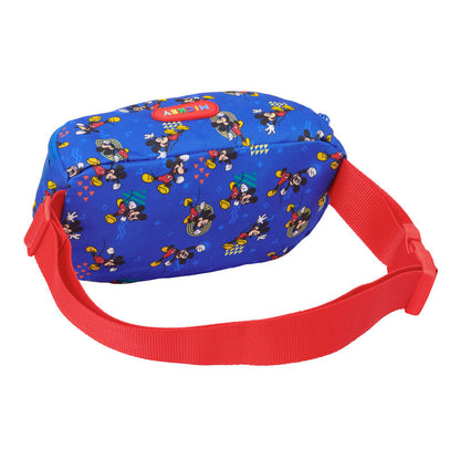 Riñonera azul Mickey Disney con cremallera y cinta roja ajustable - 2