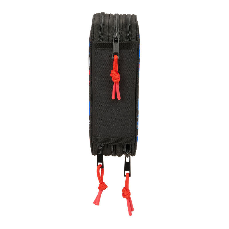 Plumier triple Hot Wheels SAFTA negro con detalles azules y rojos - 3