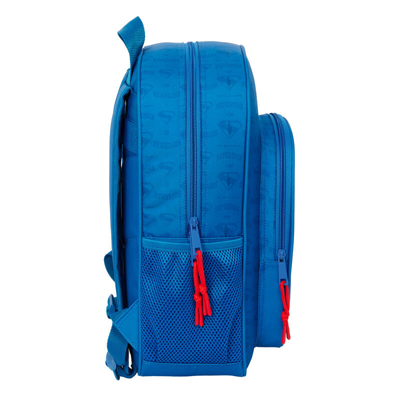 Mochila azul de Superman DC Comics con bolsillo frontal y bolsillos laterales - 3