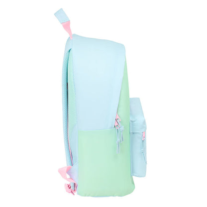 Mochila SAFTA Pembe The Pink Cat azul y verde con gatos rosas - 3