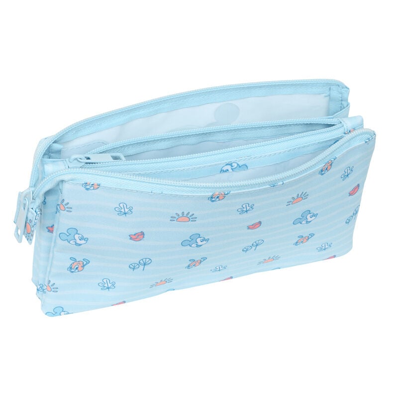 Portatodo triple azul claro Disney Baby Mickey con tres cremalleras - 3