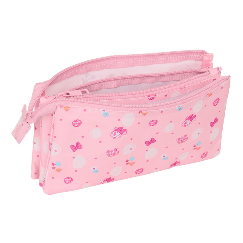 Portatodo triple rosa Baby Minnie Disney con tres compartimentos - 3