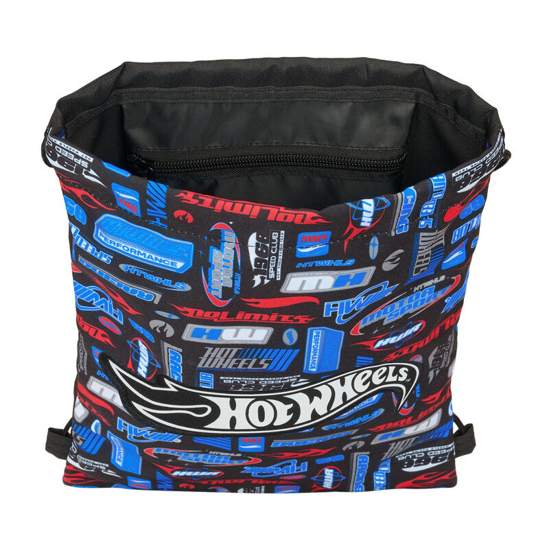 Saco Hot Wheels negro de 34 cm con estampado de carreras - 4
