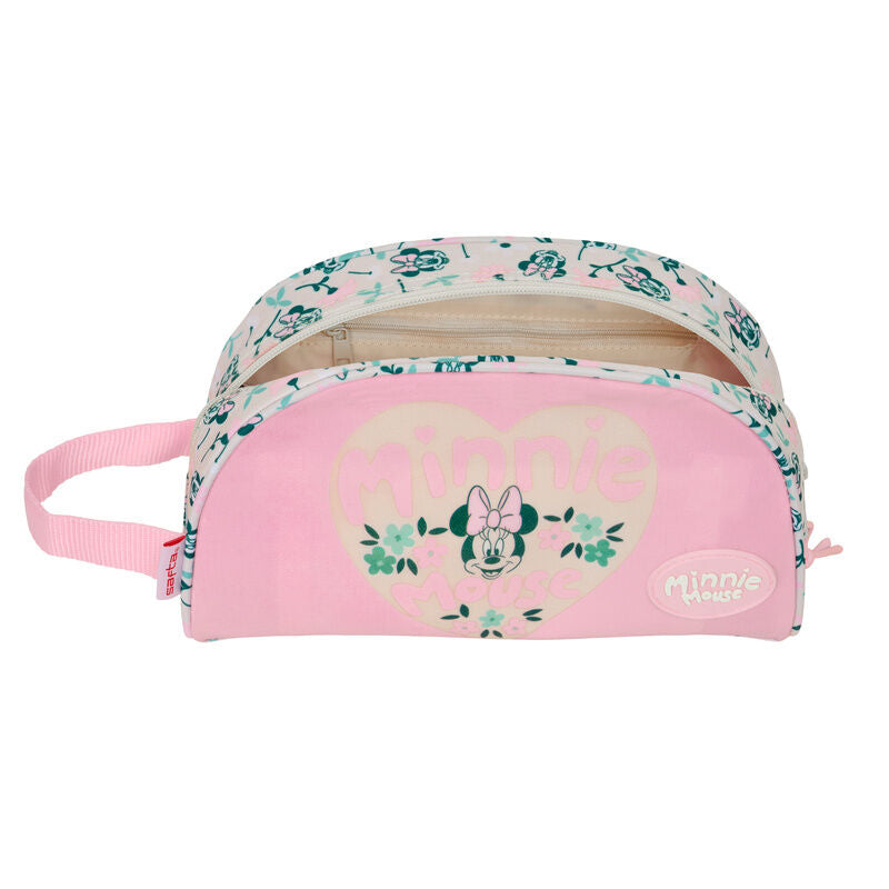 Neceser rosa Minnie Disney con asa lateral y motivos florales - 4