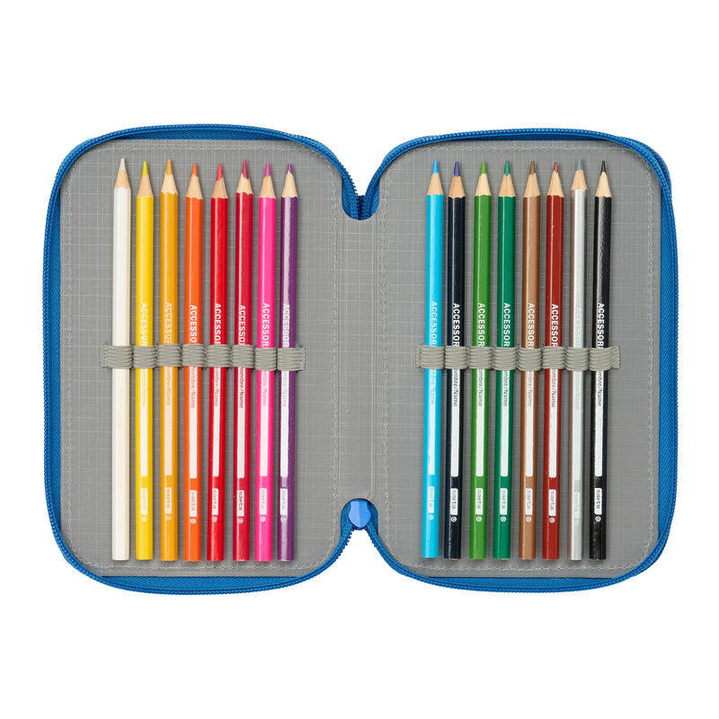 Plumier triple azul de Superman DC Comics con material escolar - 5