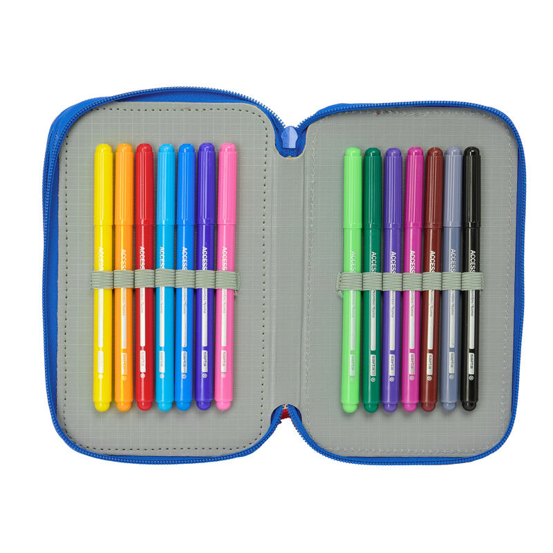 Plumier triple azul y rojo de Mickey Disney con 37 piezas - 6