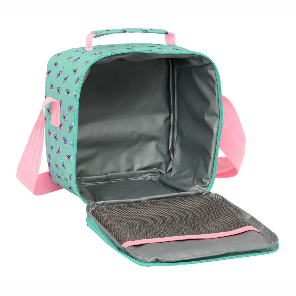 Bolsa nevera turquesa de Stitch Disney con bandolera rosa - 2