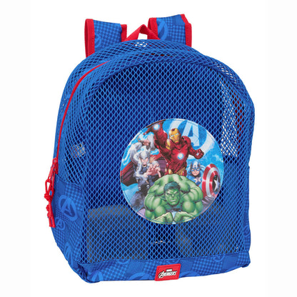 Mochila azul de rejilla Los Vengadores Marvel con Iron Man, Hulk y Capitán América