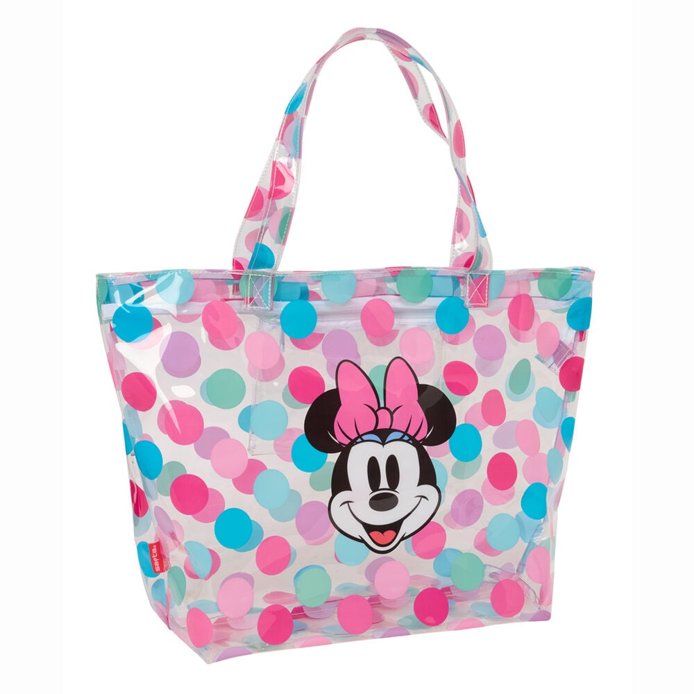 Bolsa de playa transparente de Minnie Disney con lunares multicolor