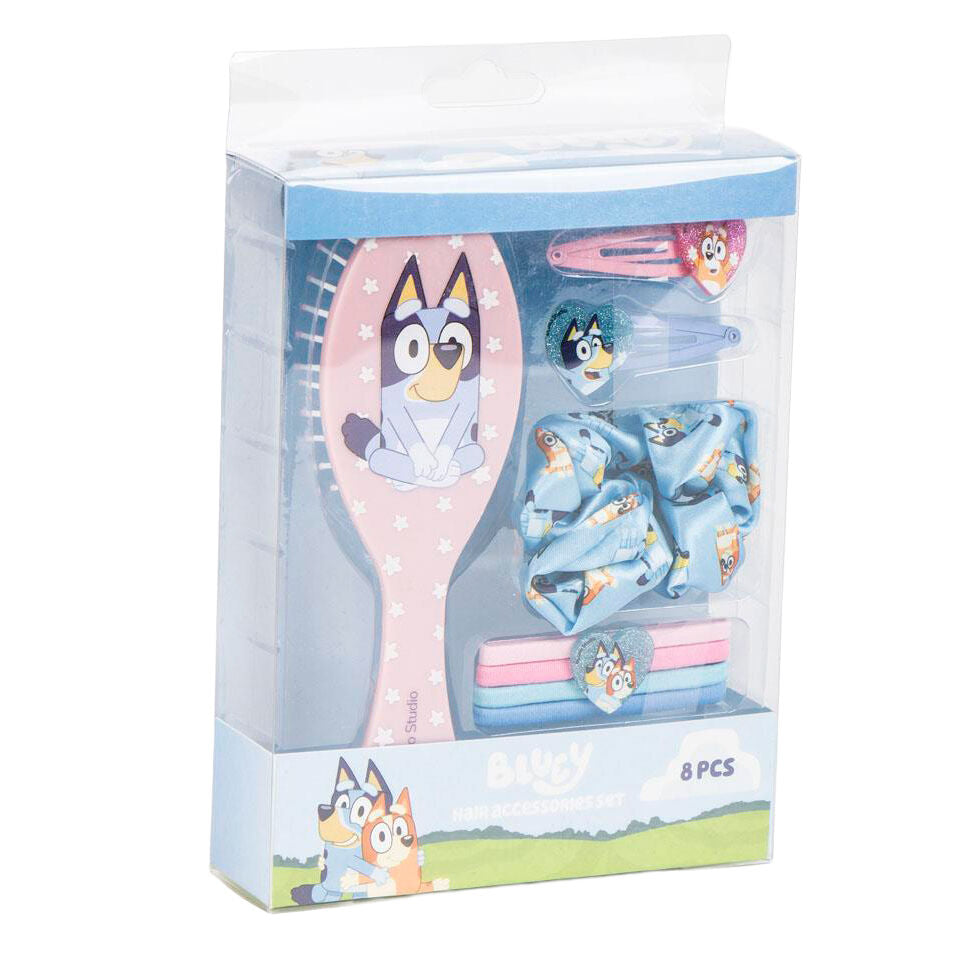 Set de accesorios para el cabello Bluey de 8 piezas con cepillo