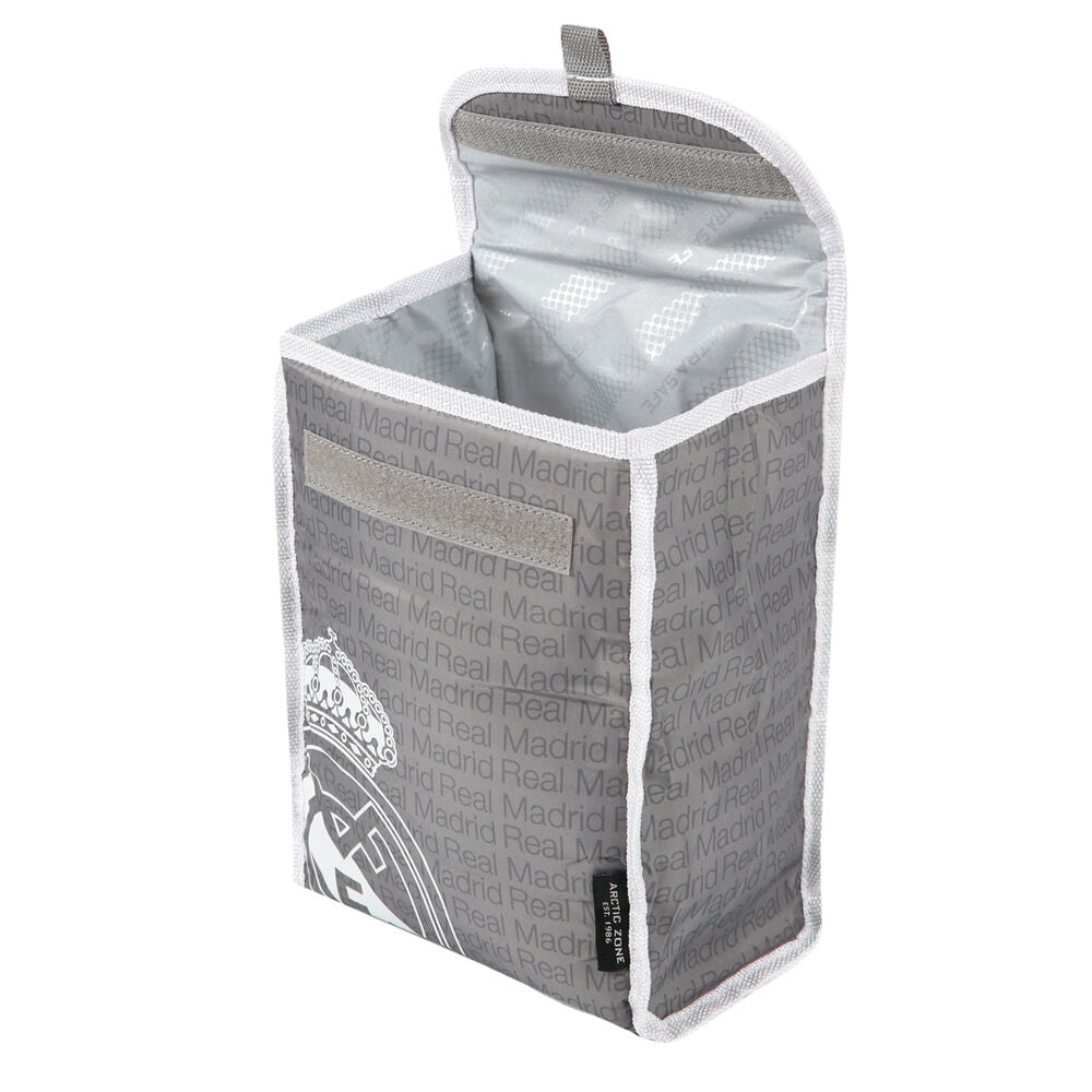 Bolsa porta alimentos térmica gris del Real Madrid con asa y cierre de velcro - 2