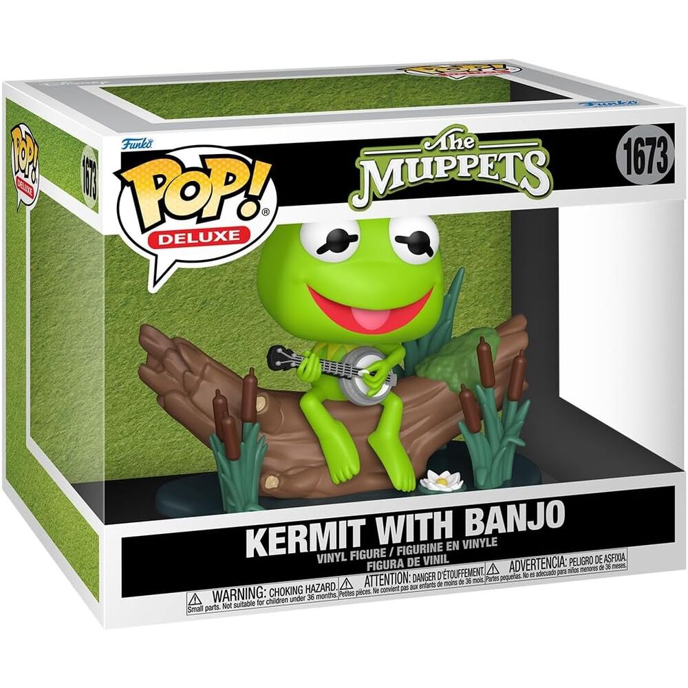 Figura Funko POP Deluxe de Kermit con banjo sobre un tronco - 2