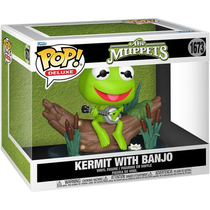 Figura Funko POP Deluxe de Kermit con banjo sobre un tronco - 2