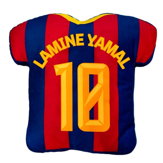 Cojín 3D del FC Barcelona con Lamine Yamal y dorsal 10