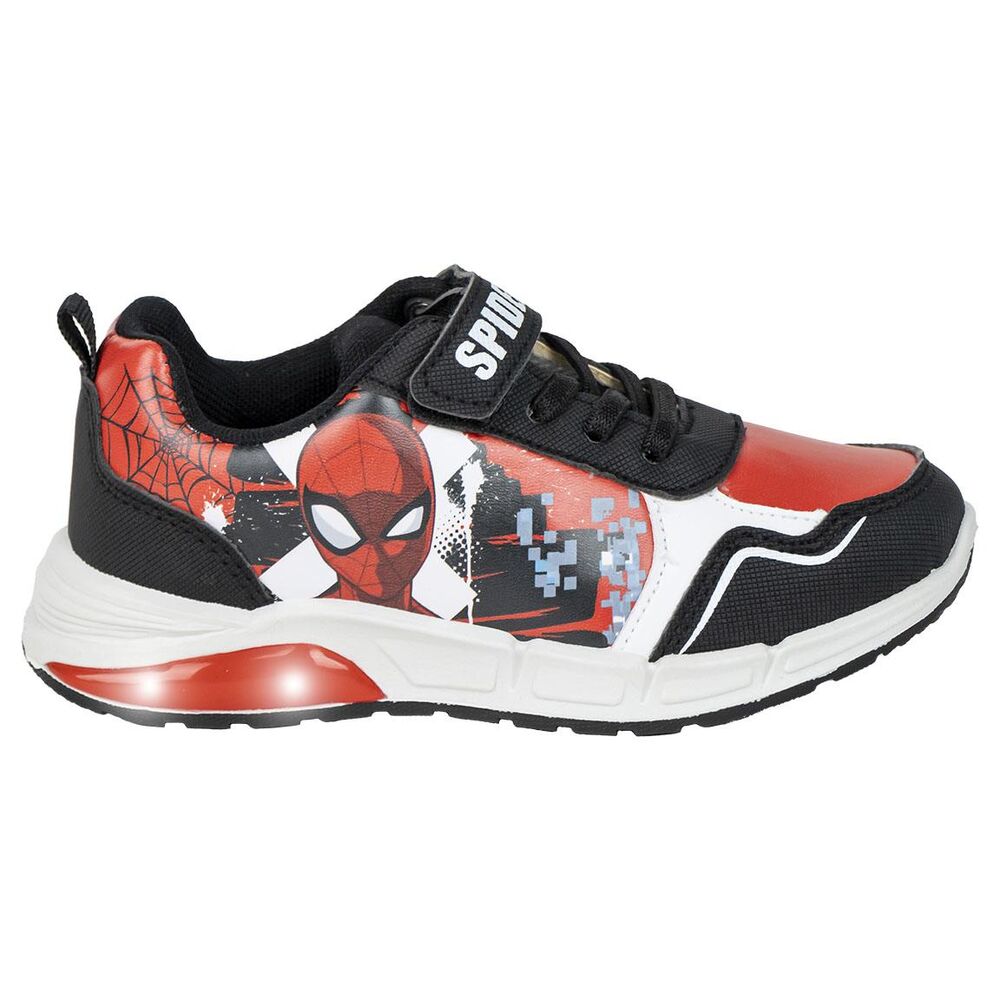Deportiva infantil de Spider-Man Marvel negra, roja y blanca con luces
