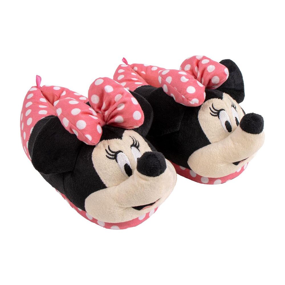 Pantuflas Minnie Disney rosas con lazo de lunares