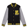 Chaqueta varsity negra y gris de Hufflepuff de Harry Potter