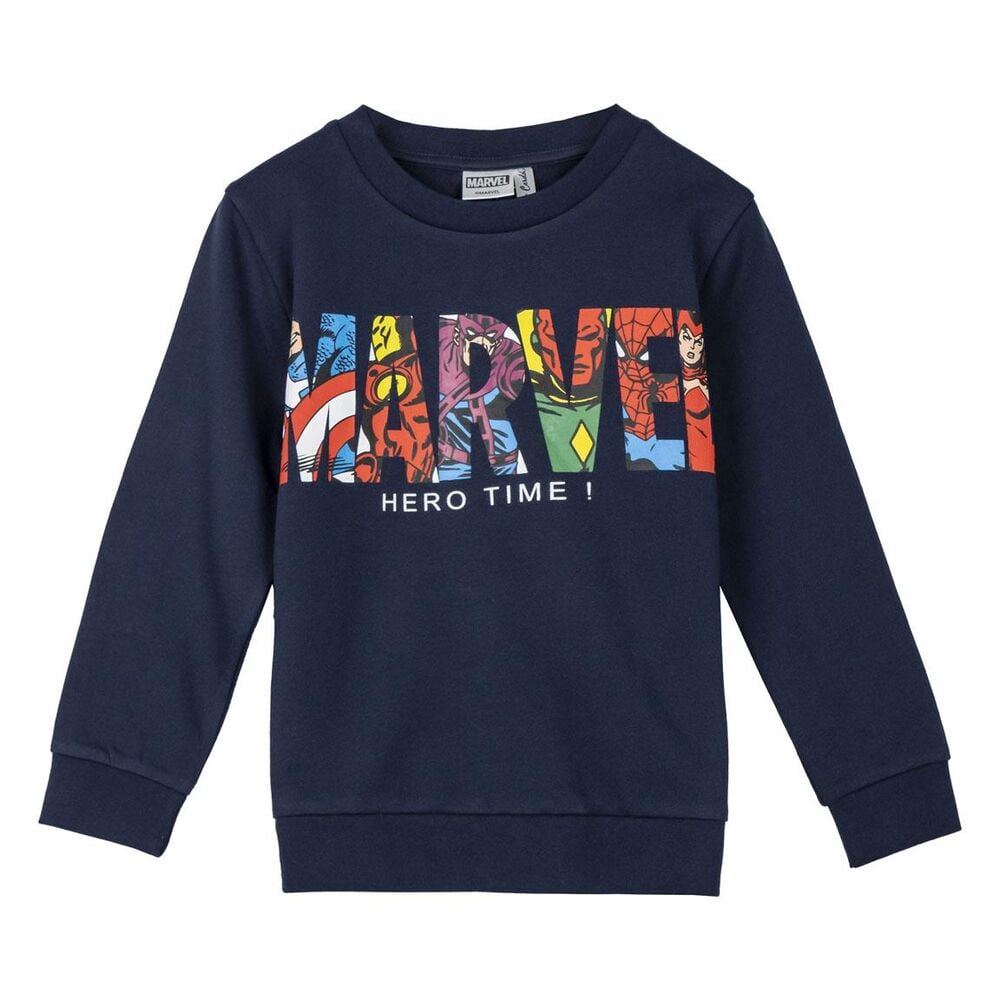 Sudadera Marvel azul marino con estampado frontal de superhéroes