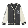 Chaqueta infantil Wednesday gris y crema con escudo frontal