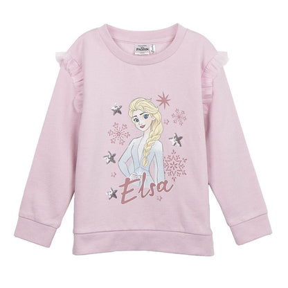 Sudadera rosa Frozen Disney con estampado de Elsa y volantes