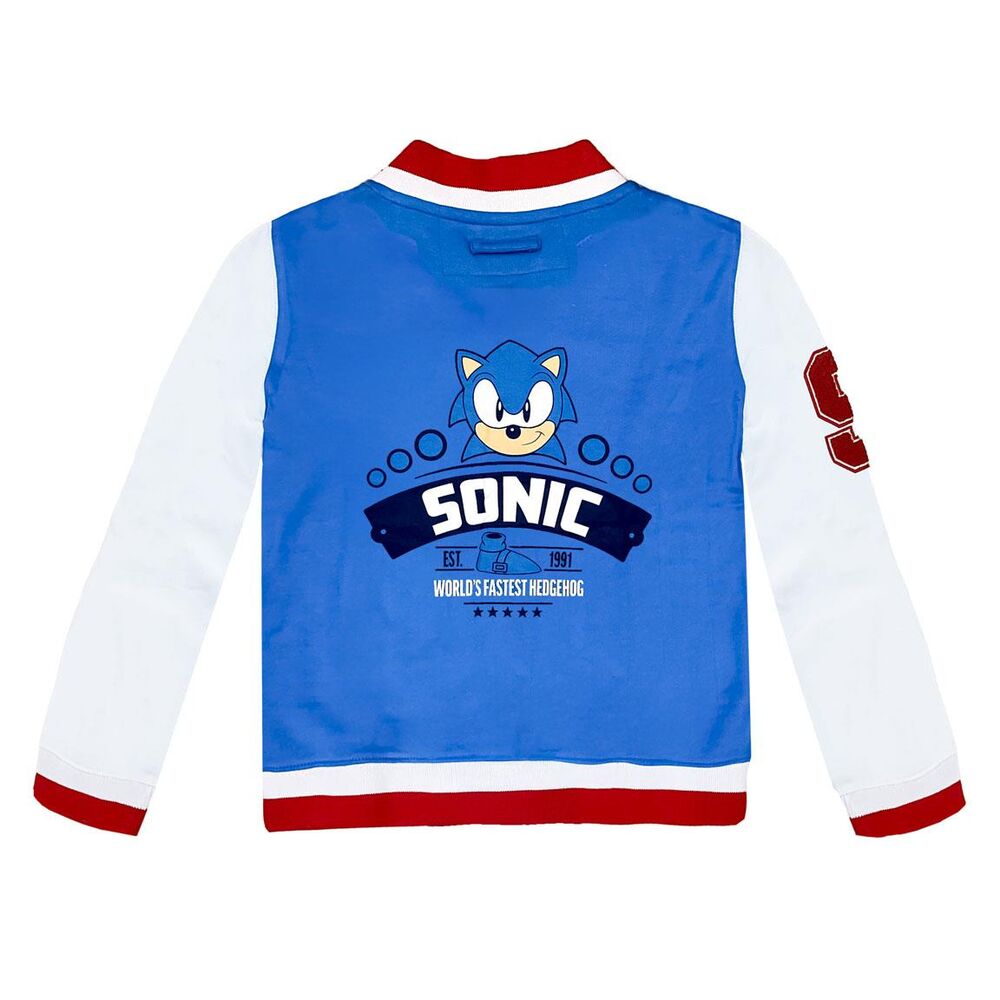 Chaqueta infantil azul de Sonic the Hedgehog con mangas blancas y detalles rojos - 2