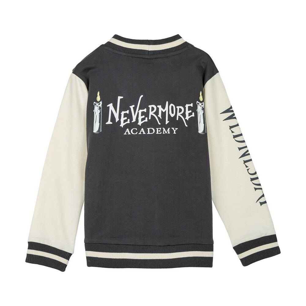 Chaqueta infantil Wednesday gris y crema con escudo frontal - 2