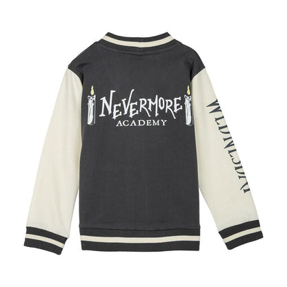Chaqueta infantil Wednesday gris y crema con escudo frontal - 2