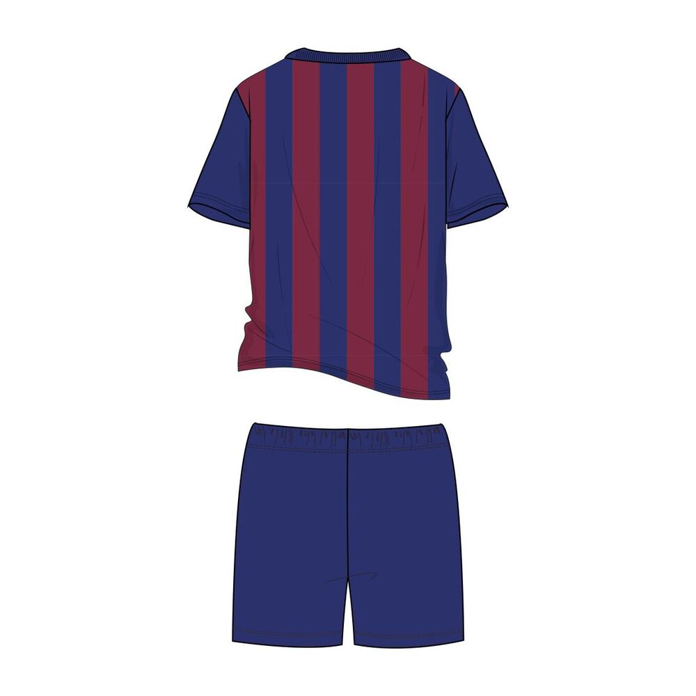 Pijama adulto del F.C. Barcelona con camiseta azul y granate y pantalón corto azul - 2