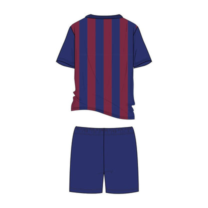 Pijama adulto del F.C. Barcelona con camiseta azul y granate y pantalón corto azul - 2