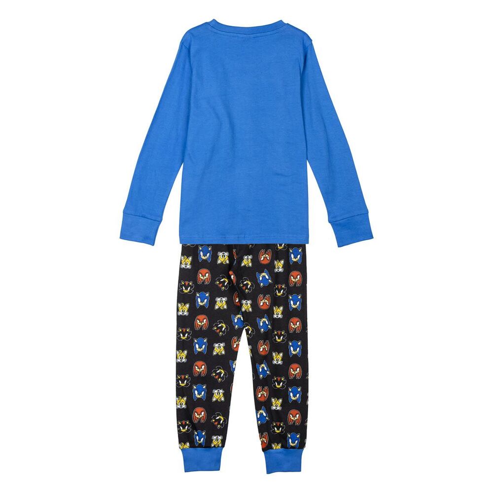 Pijama Sonic the Hedgehog azul con camiseta de manga larga y pantalón estampado - 2