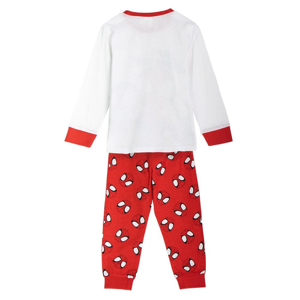 Pijama infantil Spidey Marvel de manga larga con camiseta blanca y pantalón rojo - 2