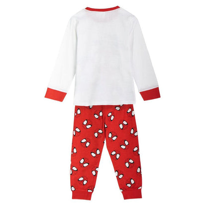 Pijama infantil Spidey Marvel de manga larga con camiseta blanca y pantalón rojo - 2