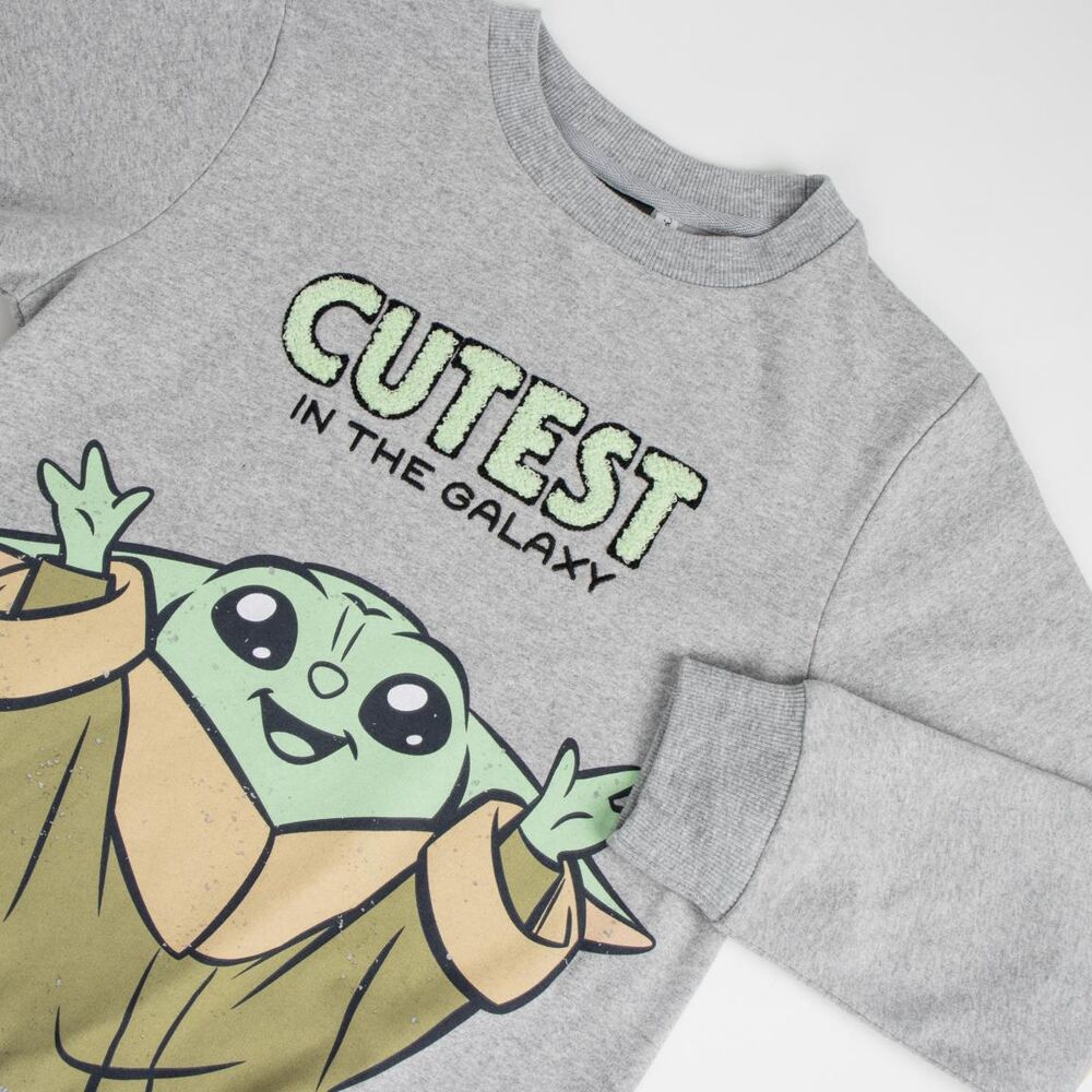 Sudadera gris de Grogu con ilustración frontal - 3