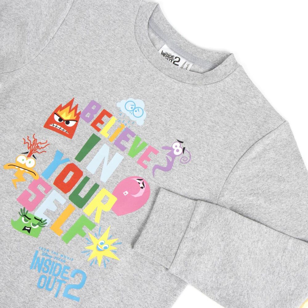 Sudadera gris de Inside Out 2 con estampado frontal multicolor - 3